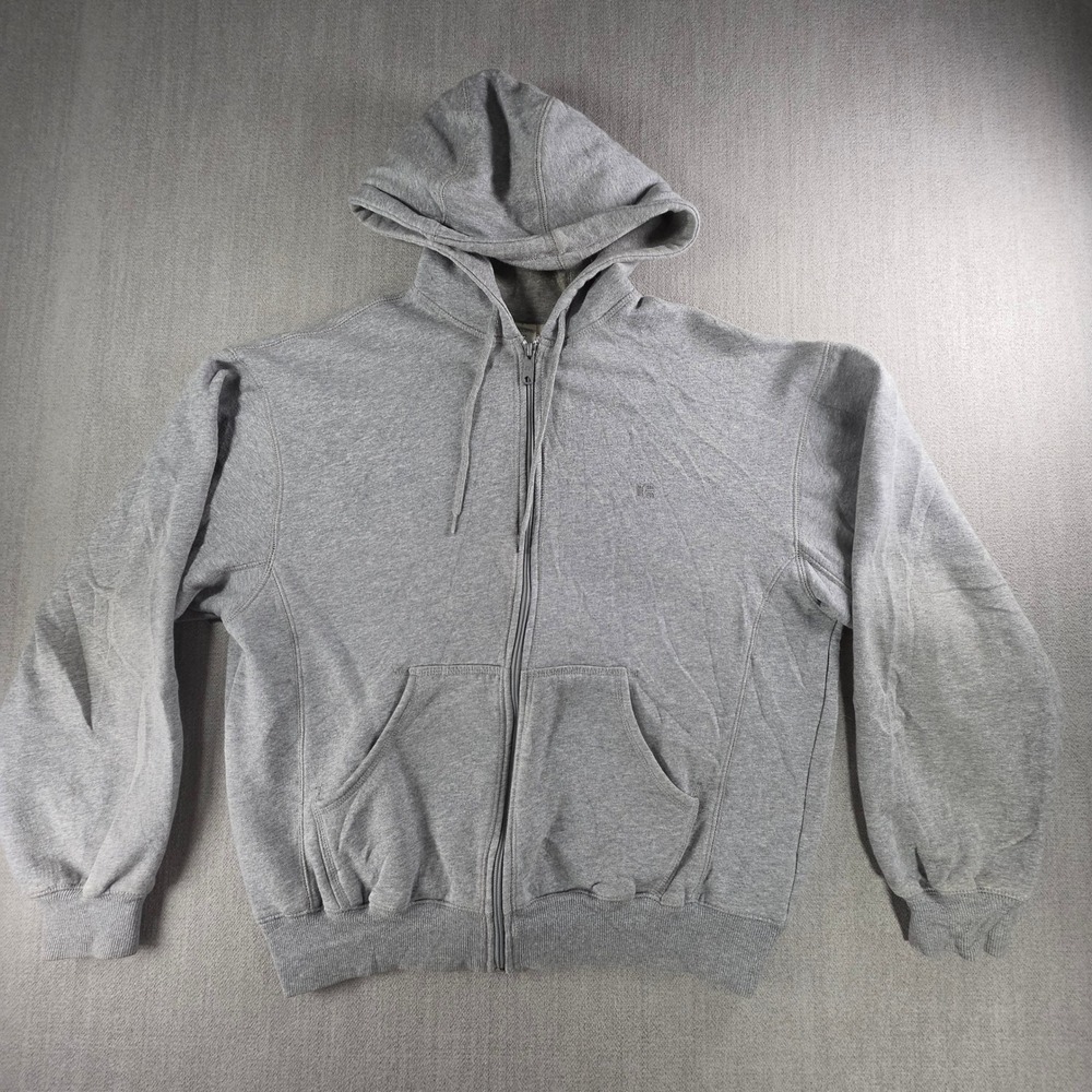 Russell Athletic Zip Hoodie Mens Medium Gray Full Zip Fleece Sweatshirt